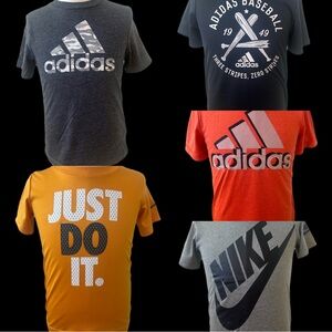 Nike/adidas Kids Short-Sleeve Graphic Tee sports bundle- Gray, Orange, Yellow